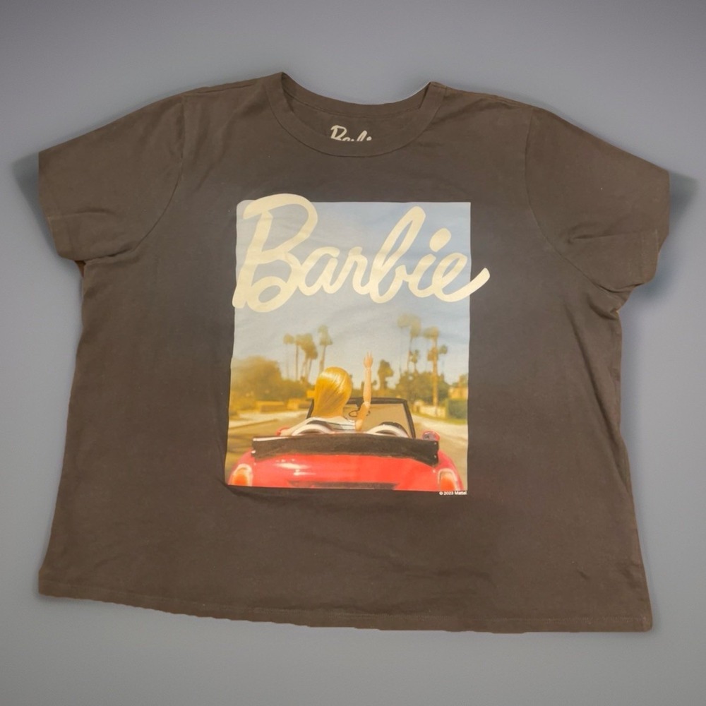 Barbie Crusing Graphic Logo Dark Grey T Shirt - Womens Size XL